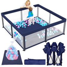 Foldable Baby Playpen with Mat, 50 Collapsible Safety Yard for Kids