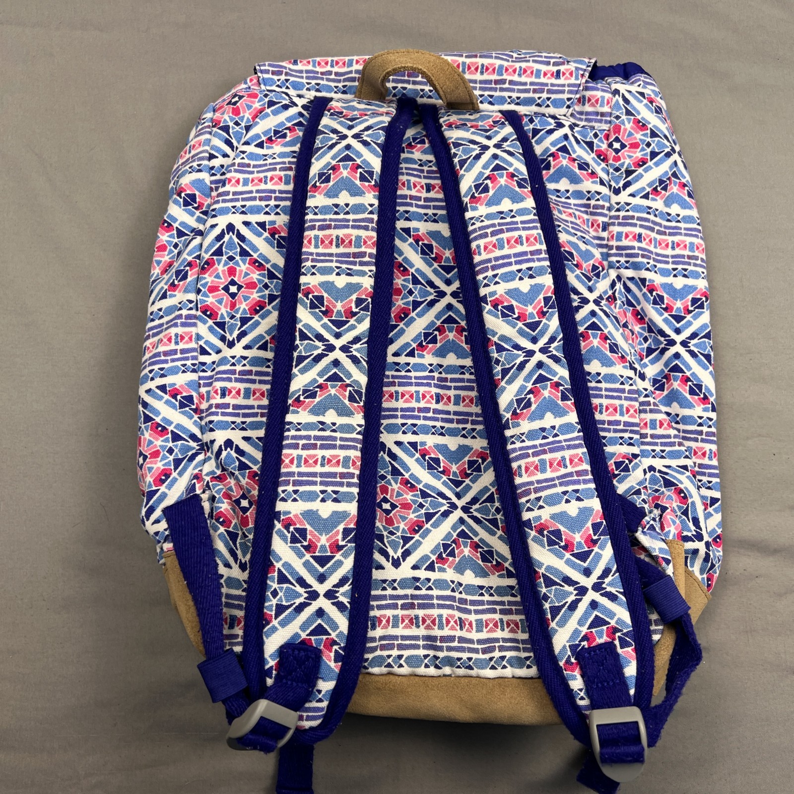 Lands End Boho Drawstring Backpack Buckled Adjust… - image 7
