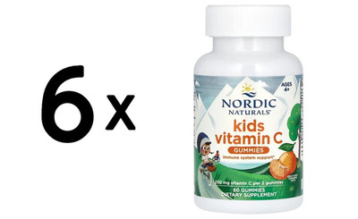 6 x Nordic Naturals Kids Vitamin C Gummies, Tangy Tangerine - (222,08 EUR/kg)