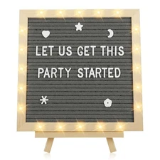 Light up Letter Board with LED Lights - 10in × 10in Felt Changeable Message