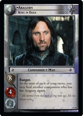 LOTR TCG FOTR Fellowship Ring ARAGORN KING IN EXILE 1P365 M/GEM MINT Tip Top