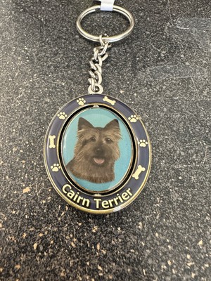 E&S New With Tags Keychain CAIRN TERRIER center spins heavy - DOG KEYCHAIN 