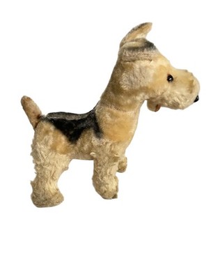 Vtg Steiff? Terrier Dog  Straw Stuffed and Mohair Glass Eyes Leather Nose