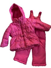 Osh Kosh Girls' Snow Parka Jacket and Snowbib Snowsuit Outfit Set 12M Pink