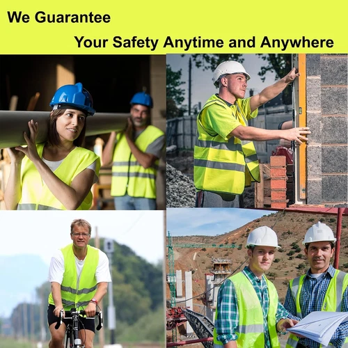Safety Vests 10 Pack - Yellow Reflective High Visibility Construction ANSI image 6