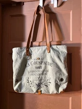 La Couspaude Myra Bags Upcycled Light-Olive Green Canvas Women's Roomy Tote Bag