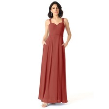 Azazie Simoan Terracotta A-Line Sweetheart Neckline Chiffon Dress Size 26 NWT