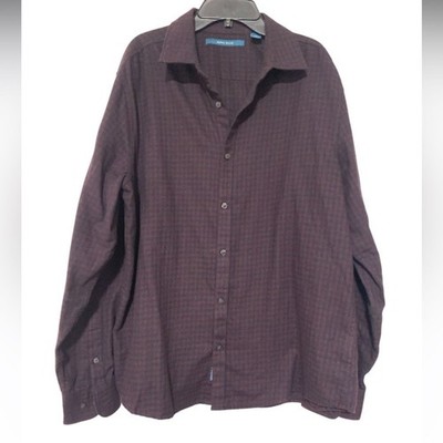 Perry Ellis Men s Soft Button Checker Purple Collar Dress Shirt - Size L