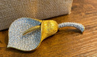 Gold Tone & Rhinestones Brooch / Pin Stunning 3 1/2" Nolan Miller Calla Lily