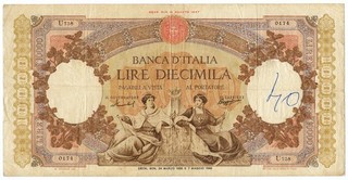 10000 LIRE CAPRANESI REPUBBLICHE MARINARE REGINE DEL MARE 24/03/1955 MB/BB