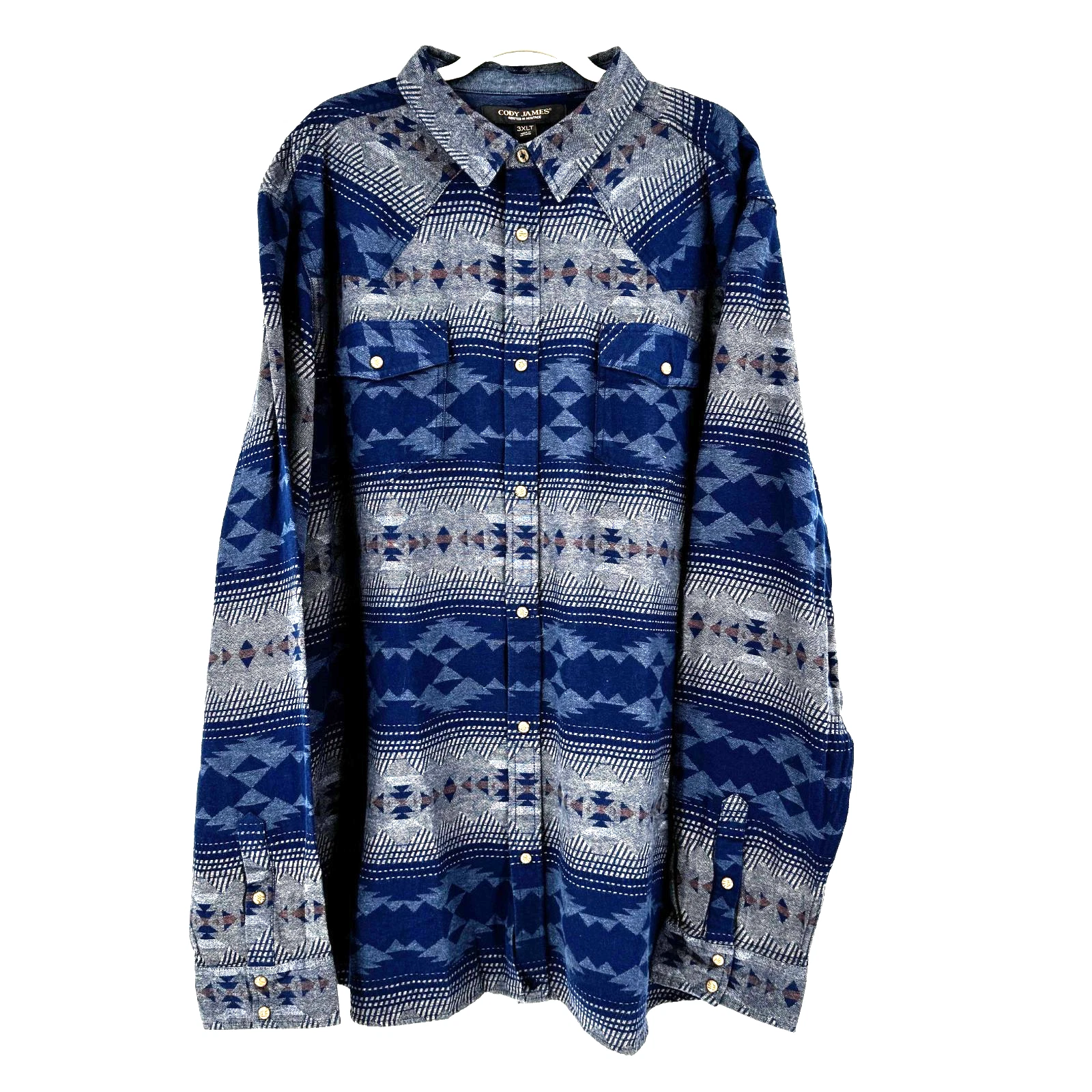 NEW Cody James Pearl Snap Southwestern Flannel Shirt Men's 3XLT Aztec Landman