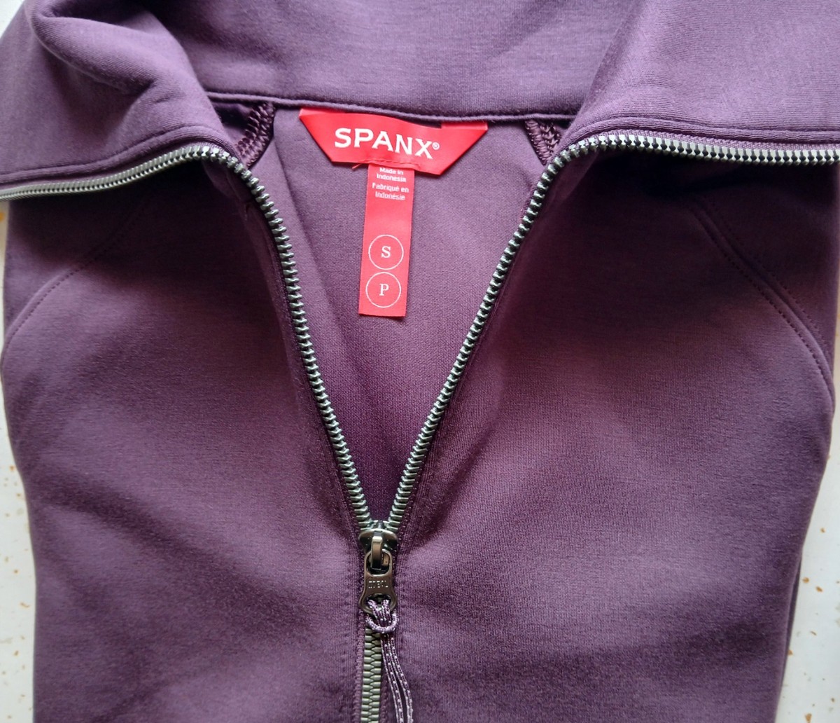 NWT Spanx Air Essentials Half Zip Sweatshirt - BLACKBERRY - SMALL
