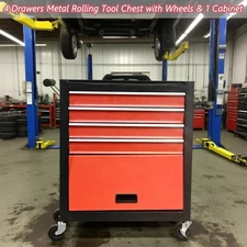 4 Drawers Tool Cart Metal Rolling Tool Chest on Wheels,Lockable ToolBox 