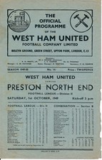 West Ham United v Preston North End 1949/1950 - Football Programme