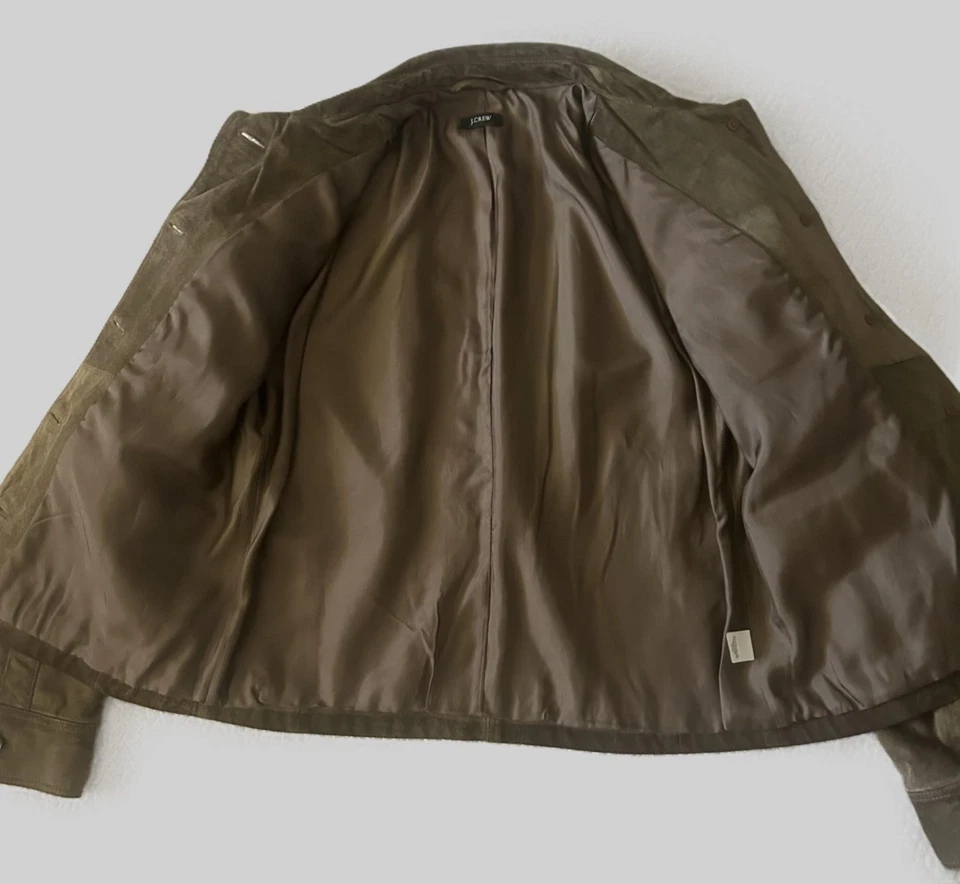 Chaqueta de cuero de gamuza J Crew para mujer talla M mediana marrón Foto 3 de 4