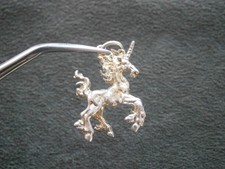 Unicorn Vintage Shiny Silvertone Bracelet Charm Pendant 2.9g