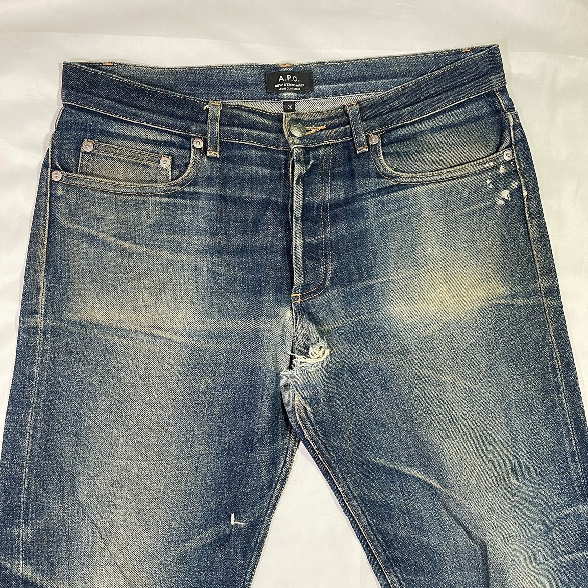 APC New Standard Jeans 30 Selvedge Denim Distressed Ripped Deep