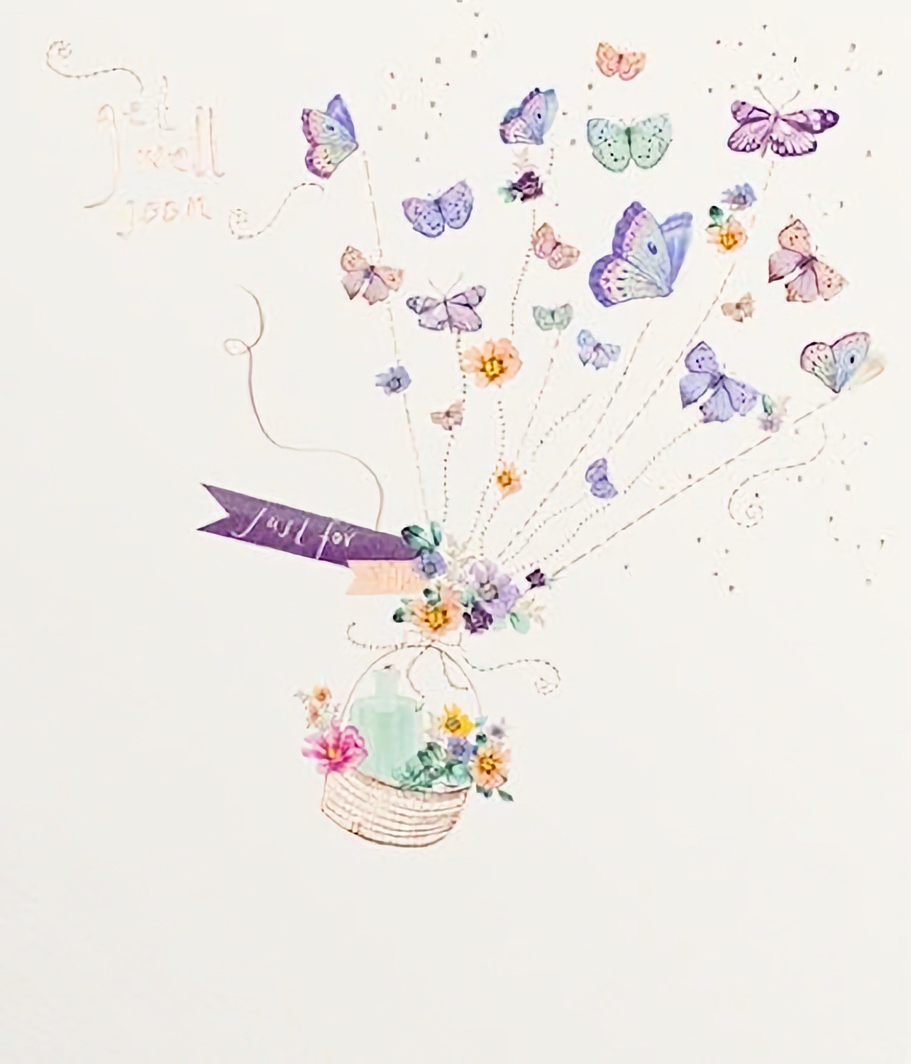 Get Well Soon Card Premium Female Flowers Butterflies Hope You Feel Better