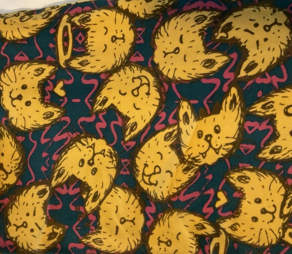 Leggings para mujer LULAROE altos y curvilíneos amarillos con estampado de gato Foto 2 de 2