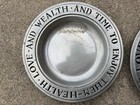 2 Metal Pewter Plates Love Wealth Time Antique Olde Bradford Troy Pa — photo 3