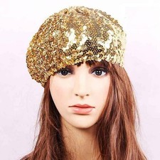 Vintage Disco Sparkle Sequin Hat Women Hats Beanie Hat Beret Creative Cap LA