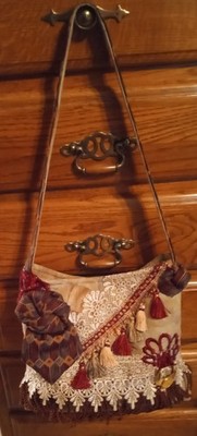 New Handmade Tapestry Gypsy Shoulder/Hobo Bag, Shabby Chic, Boho, Necktie