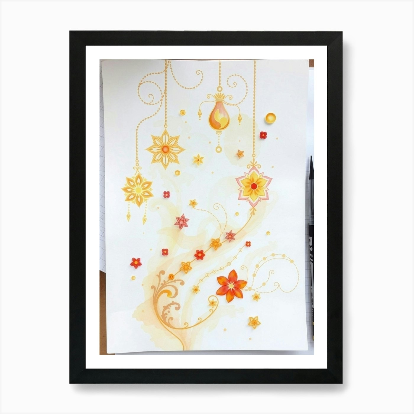 Festive Christmas Ornament Art Print Framed Wall Decor Canvas