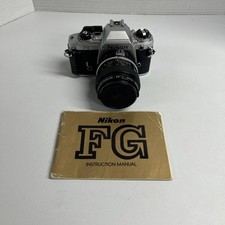 Vintage Nikon FG 35mm Film SLR Camera w/ 55mm 1:3.5 Lens And Manual