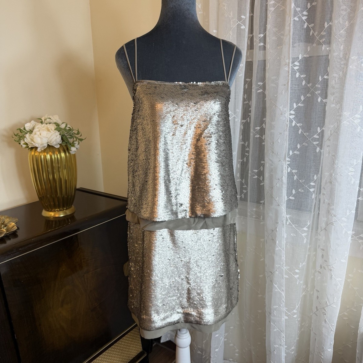 Banana Republic Light Gold Sequin Double Layer Party Holiday Dress Women's Sz 4 | eBay Banana Republic Light Gold Sequin Double Layer Party Holiday Dress Women's Sz 4 | eBay