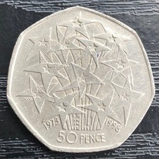 50p Coin. EU STARS - EUROPEAN UNION FIFTY PENCE COIN 1998 GOOD CONDITION - Available on eBay