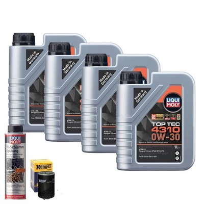 Motoröl 0W30 LIQUI MOLY Toptec 4310 4L+HENGST Ölfilter +Ölschlammspülung