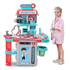 Doctor Kit for 3-5, Play Set with Rolling Cart, Costume, and Stethoscope, Rol...