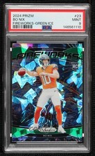 2024 Panini Prizm Fireworks Green Ice Prizm Bo Nix #23 PSA 9 MINT 0xu5