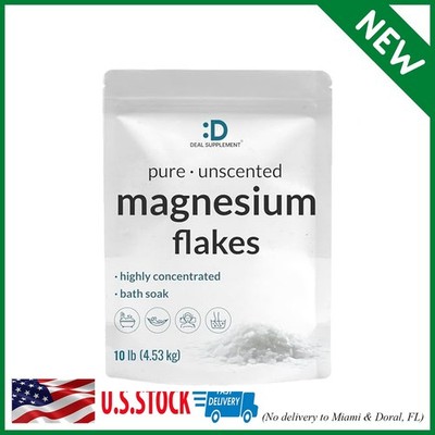 10 Lb Unscented Magnesium Flakes, Pure Magnesium Chloride for Bath Soak or Foot