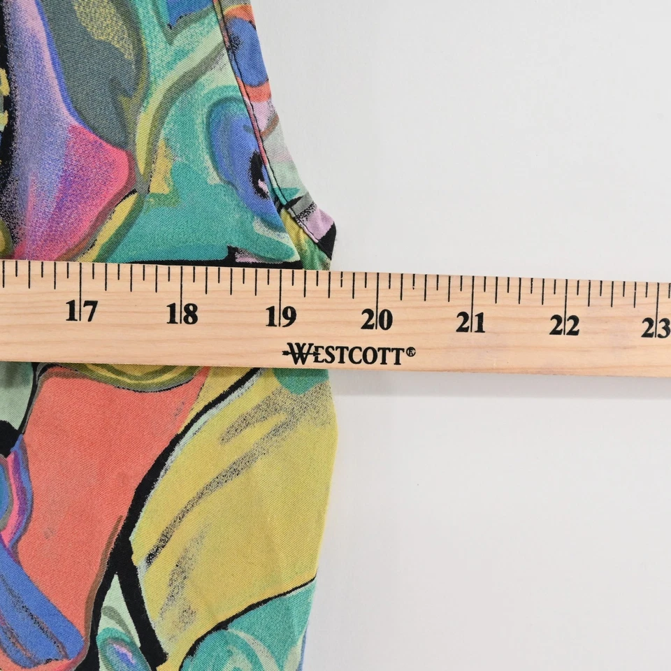 Top corto vintage años 80 para mujer talla 9 ecléctico indie multicolor abstracto sin mangas Foto 3 de 4