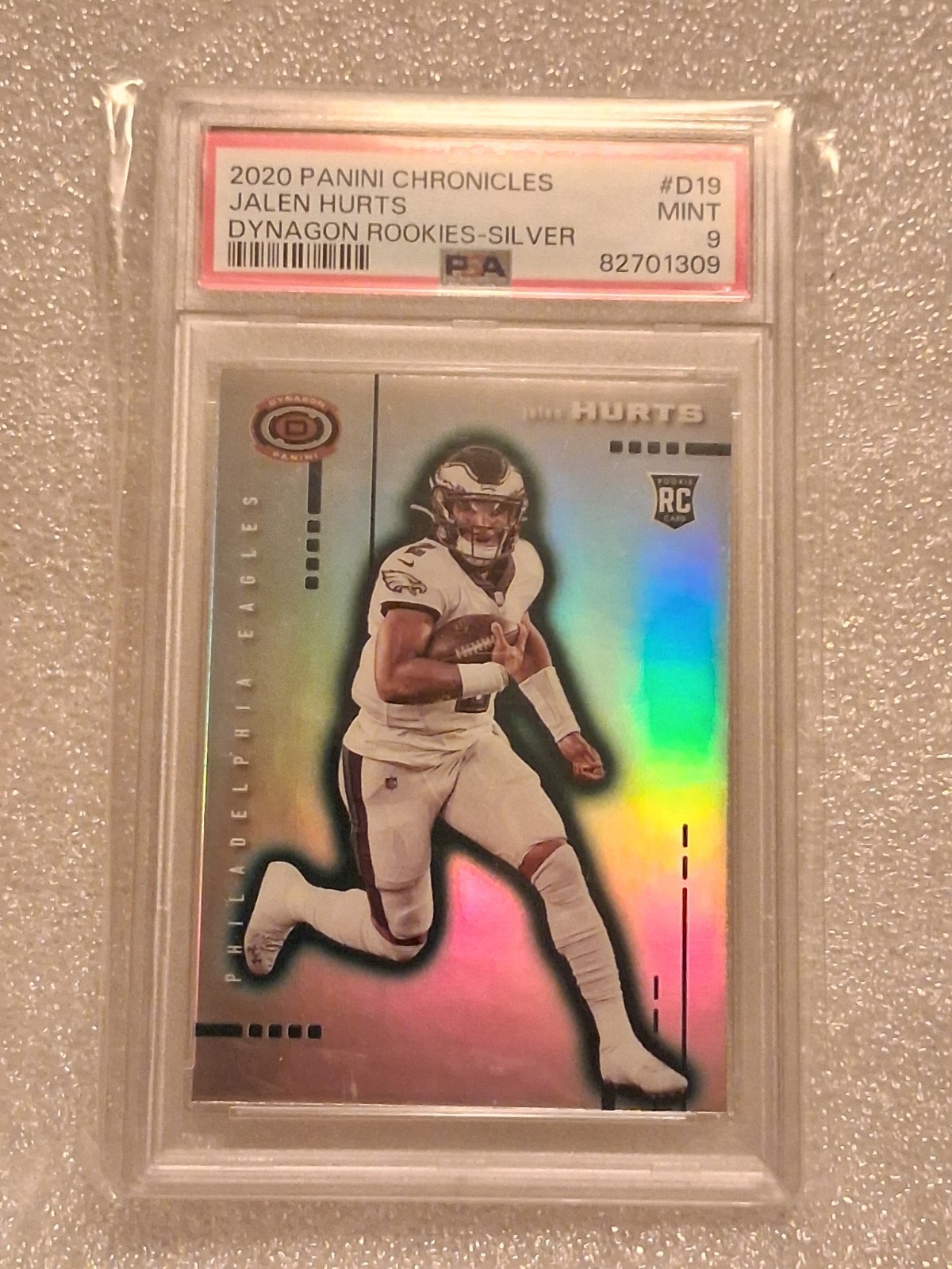 Jalen Hurts 2020 Panini Chronicles Dynagon Rookies Silver Prizm PSA 9 Eagles RC