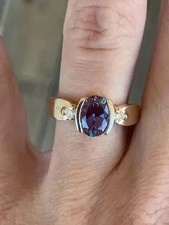 2.55CT Oval Cut Lab Created Alexandrite Wedding Anniversary 925 Silver Ring