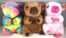 Set of 3 Ty Capybara Savannah, Petal, Mocha 6 inch each NWT Capybaras