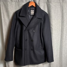 Gap Men's Black Pea Coat Button Closure Mid-Length Jacket Size L