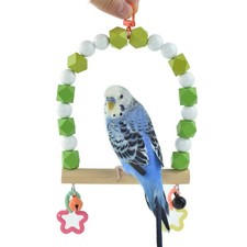 GUANLANT Wooden Bird Swing Perch for Parakeet, Small Birds Small, Green