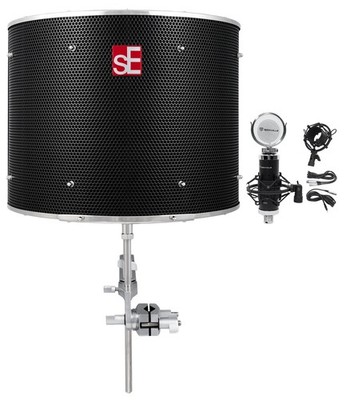 Se Electronics RF Pro Black Acoustic Filter Isolation Shield + Studio Microphone