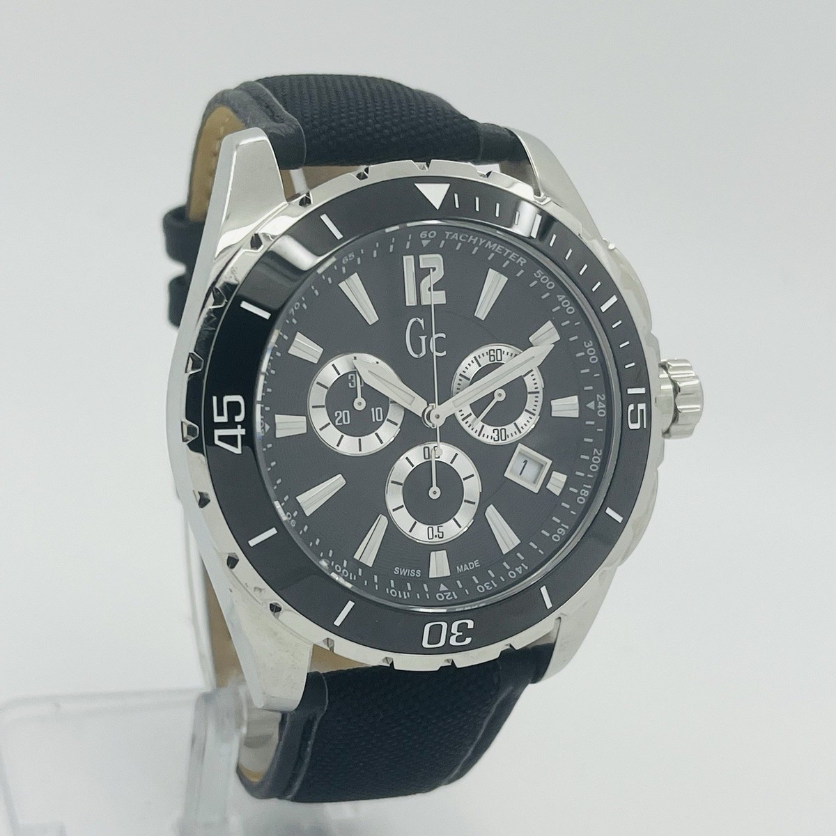 GC Men's Chronograph Black Ceramic/St Swiss Made Luxury Watch