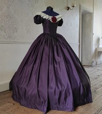 Renaissance Purple Prom Dress With Lace South Belle 1860s Satin Evening Dresses