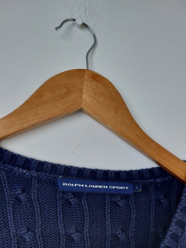 Ralph Lauren Cable Knit V Neck Navy Blue Jumper Size L UK12 - Picture 3 of 6