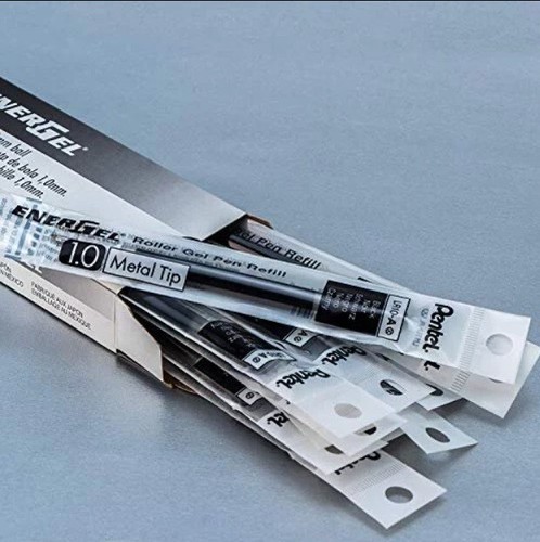 20 X Pentel LR10 Roller Refill for EnerGel Gel Pen 1.0mm Metal Tip Black Ink - Picture 3 of 7