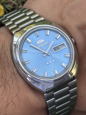 Vintage Orient TriStar Automatic Analog Day/Date Men's Wrist Watch Japan made
