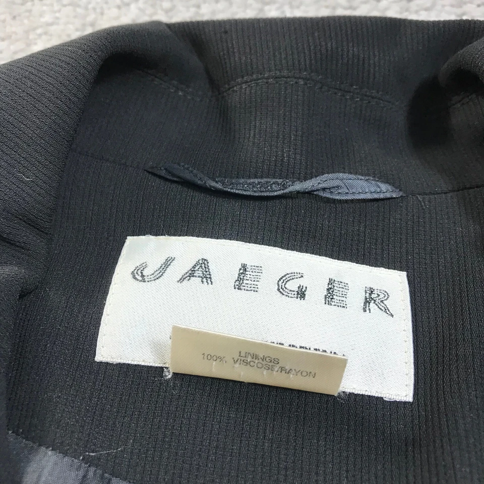 Jaeger Blazer Womens 12 Double Breasted Jacket Wool Black Sports Coat Casual - Image 4 of 4