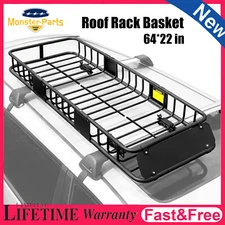 For Jeep 64" x 22" Rooftop Cargo Carrier Basket Luggage Rack Holder With Strap
