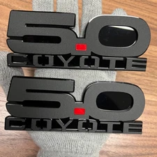 Coyote  Badges Emblem STEALTH w/red point for 5.0 Fender Angry Agressive