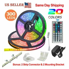 5050 32.8 Feet RGB Waterproof LED Strip Light SMD 44 Key Remote 12V DC Power EB